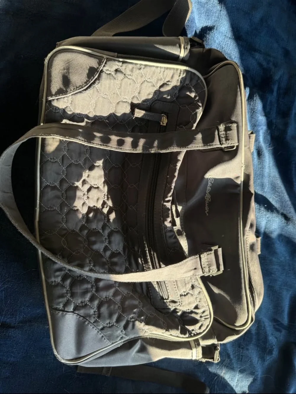 Eddie Bauer Black Quilted Messenger Crossbody Bag